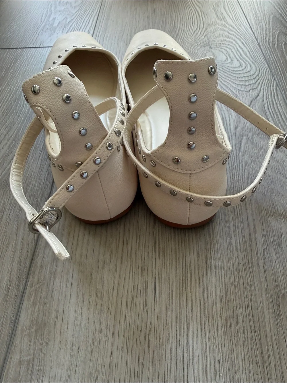 Zara studded ankle wrap ballet flats
